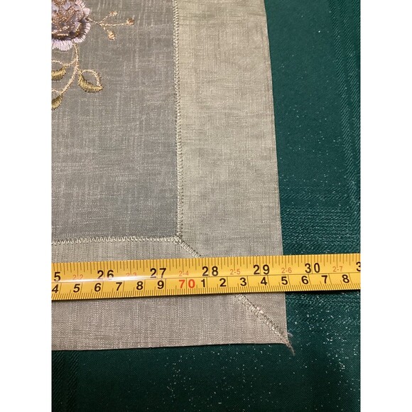 Sheer Light Green Table Runner & Matching Mat Floral Embroidered 3D Carnations - Picture 11 of 16